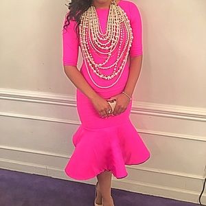 Pink Lucy Peplum Hem Dress